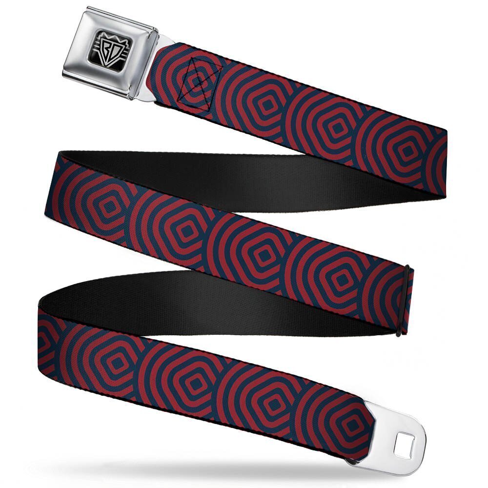 7666 Unisex-Adult's Seatbelt Belt Squares Regular, Target red/Navy, 1.5"